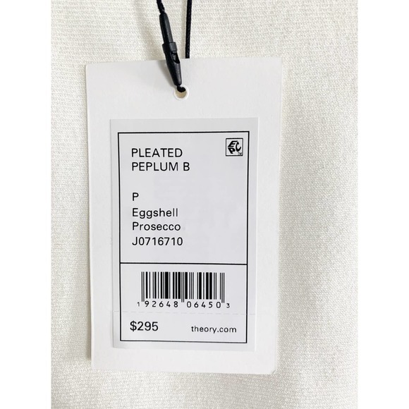Theory Pleated Peplum Sleeveless Sweater, Eggshell - Picture 10 of 11